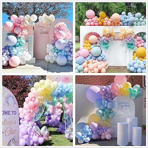 Image of 412pcs Pastel Balloon Garland Arch Kit 18 12 10 5 Inch Different Sizes Macaron Assorted Colors Balloon Latex Colorful Balloons for Baby Shower Girls Birthday Wedding Easter Rainbow Party Decoration