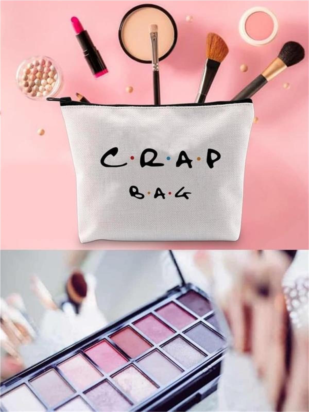 Neceser Maquillaje Bolsa De Maquillaje Reutilizable con Estampado De Letras, Ecológica, con Cremallera, For Mujeres. Viaje