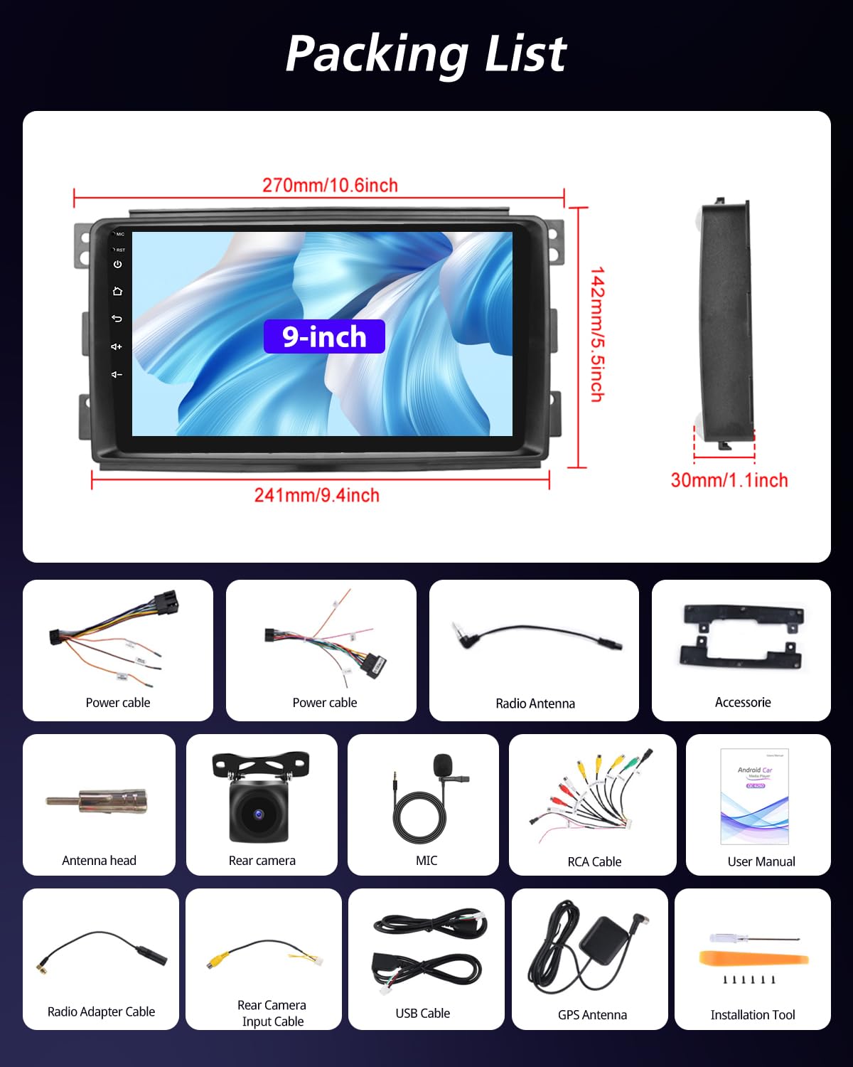 NHOPEEW Qualcomm 8 Core 4+64G Autoradio per Mercedes Benz Smart Fortwo 451 2005-2010 - 9 pollici Radio Supporto Carplay&Android Auto 5G Wifi&GPS DSP 3D Auto Mondel Display Ventola di raffreddamento