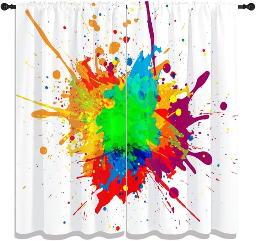 Printed Thermal Insulated Curtains Colorful Abstract Graffiti Blackout Curtains 3D Digital Printing Curtainsfor Bedroom Living Room Kids Boys Windows Hotel Office 280(W) X 180(H) Cm 9426352161007