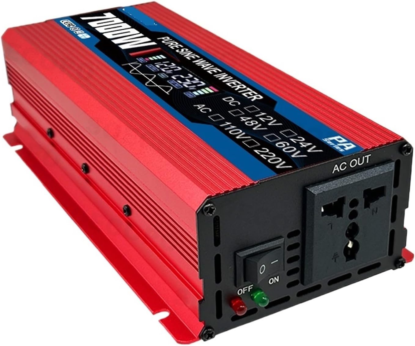 7000W Pure Sine Wave Inverter 1 Sockets 12V to 110V Car Voltage Converter Power Adapter for Car Accessories Camping