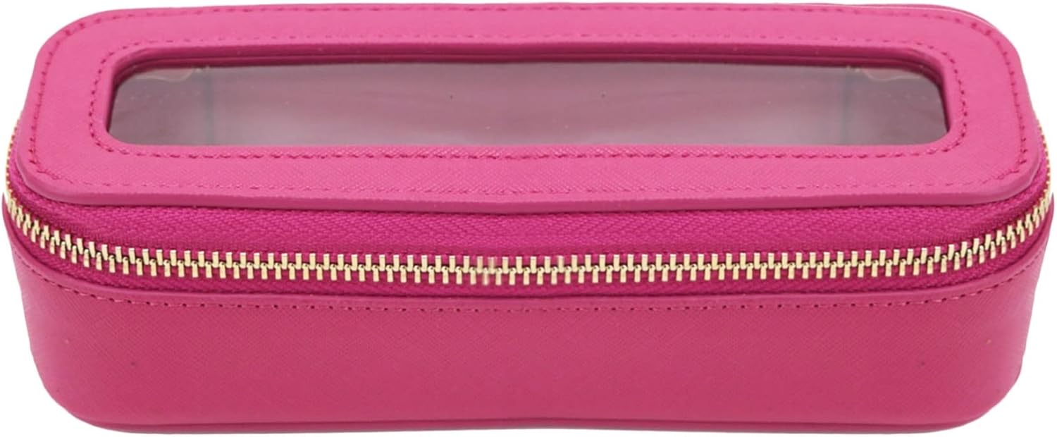 Portable Travel Clear Cosmetic Bag Wash Bag Makeup Brush Storage Bag Gift (Color : Rose pink 5168, Size : 19X6X6CM)