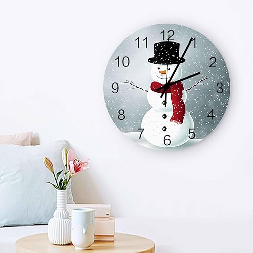 Miniatura 3 de Reloj de pared para dormitorio, reloj de pared de 12 pulgadas, silencioso, muñeco de nieve, moderno, rústico, para decoración de paredes, reloj