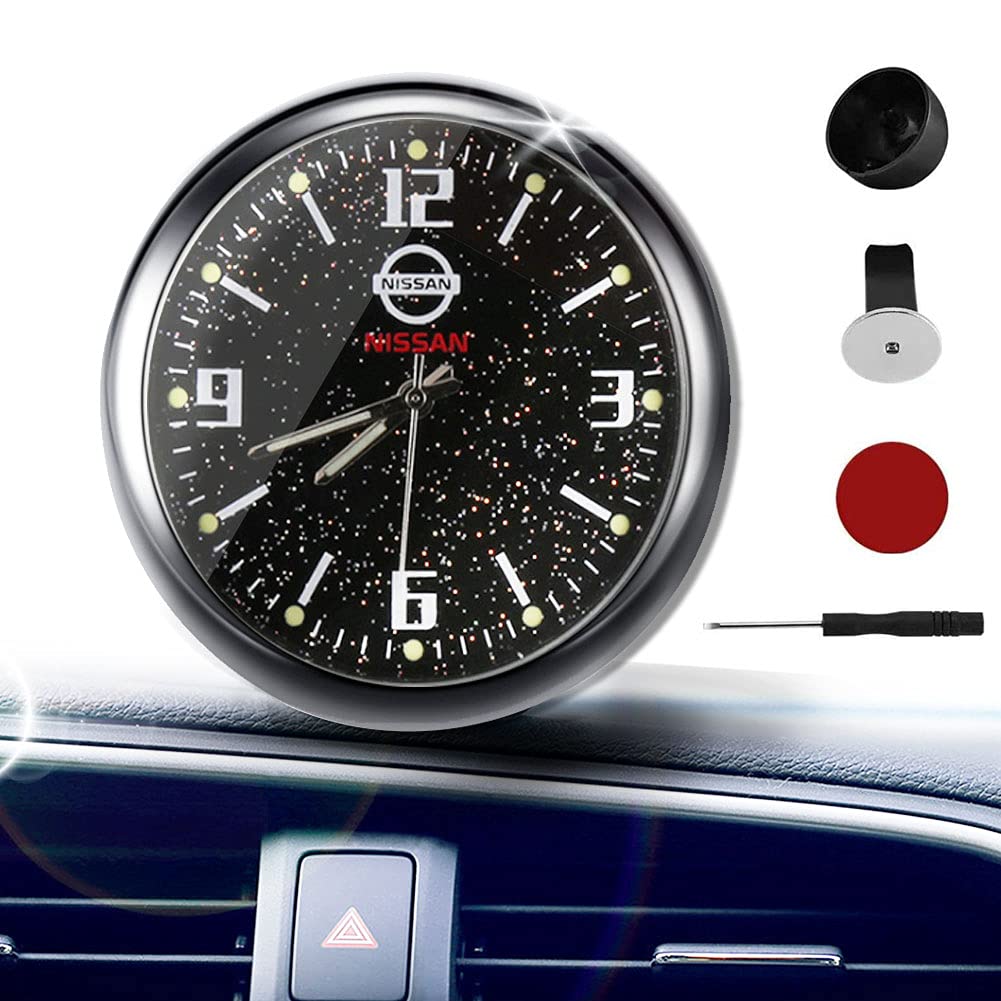 YUNONG Car Logo Clock Dashboard Vent Clock for Interior Ornament Luminous Dial Quartz Watch for N-issan Accessories, High Accuracy with Vent Clip