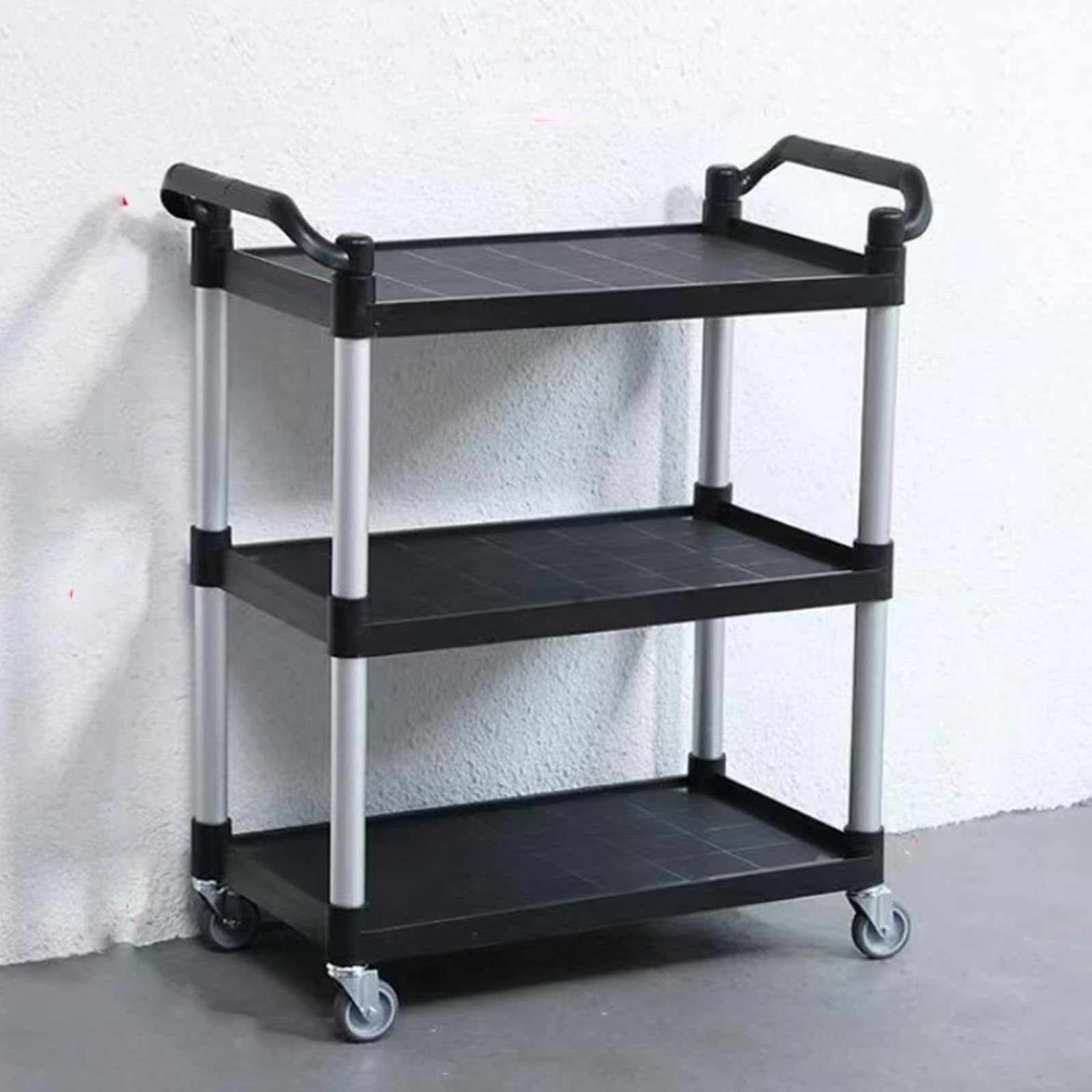 Carrito de servicio de tres niveles resistente, carrito de restaurante resistente para hoteles y comedores, versátil carrito de servicio de alimentos, carrito de recogida de platos y carrito de