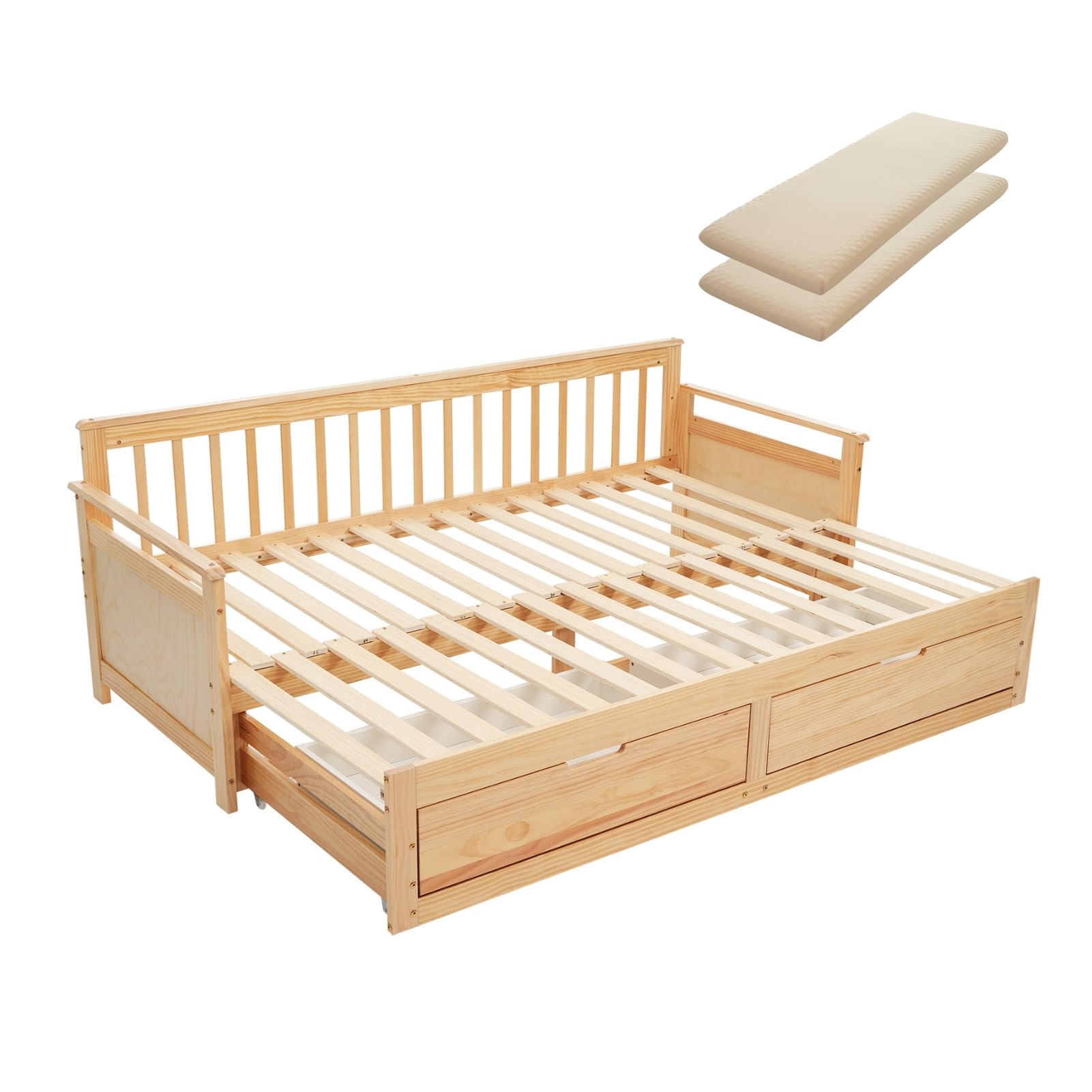 Amazon｜Harper & Bright Designs ソファベッド 木製 伸長式ベッド