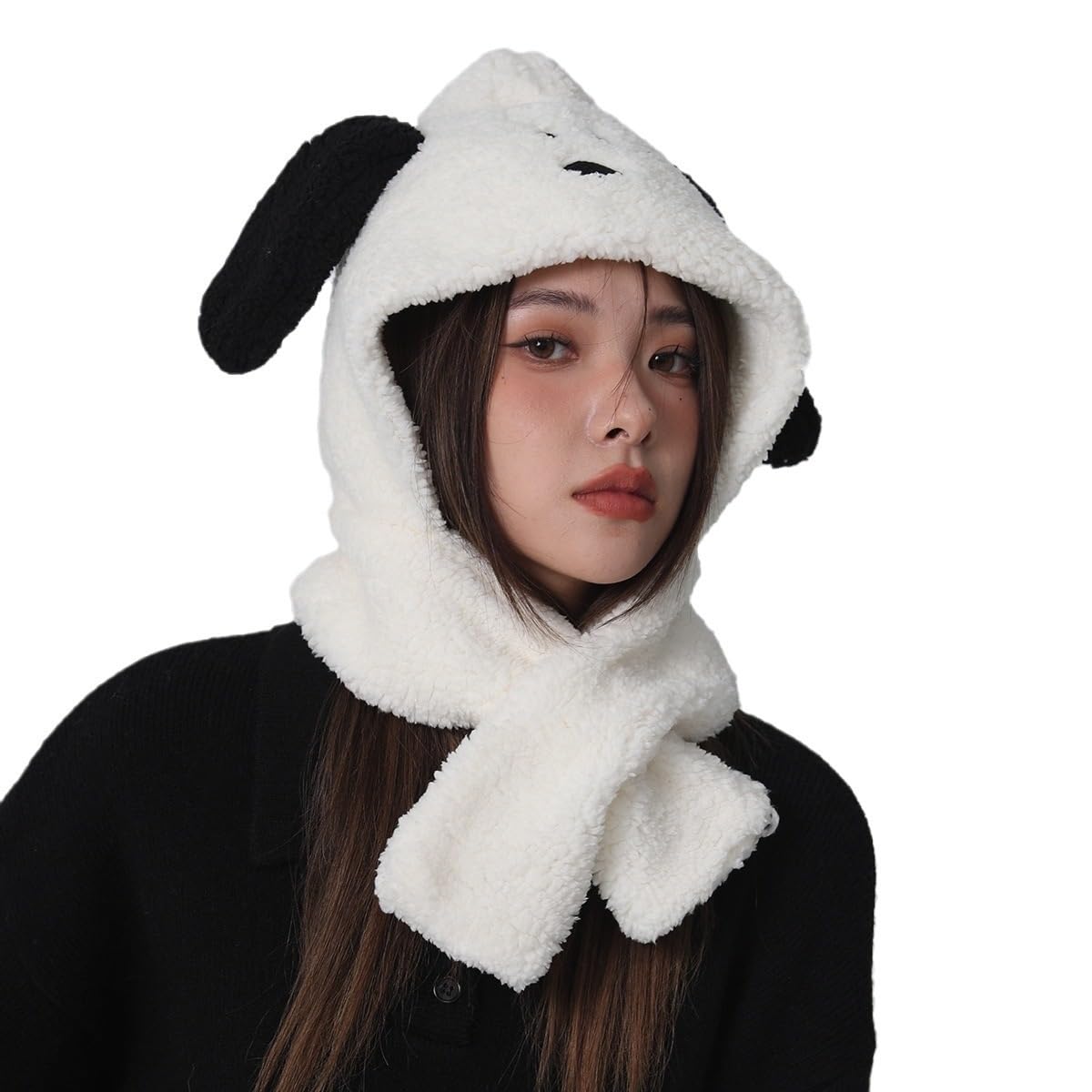 Chapeau chaud oreillettes peluche bonnet écharpe femme hiver