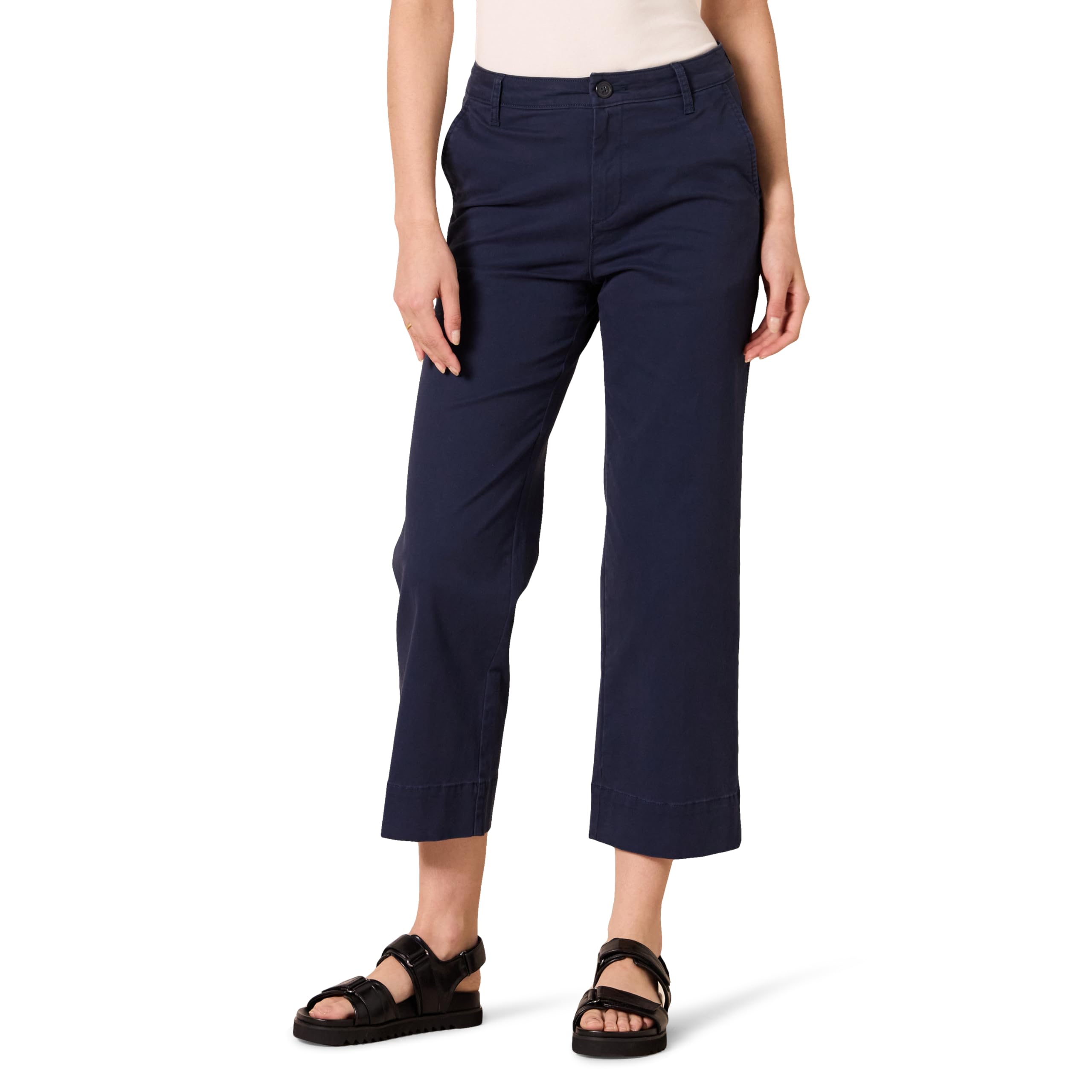 Amazon Essentials Damen Knöchellange Hose mit weitem Bein, hohe Taille, schmale Passform, Khaki