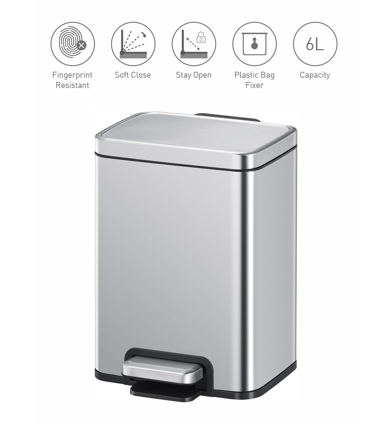 Obsessions EKO Stainless Steel Step Bin - 6L -3
