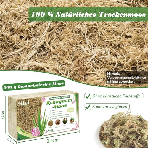 Halatool 500g Sphagnum Moos für Pflanzen,Natürliches Langfaser Torfmoos – Ansicht 2