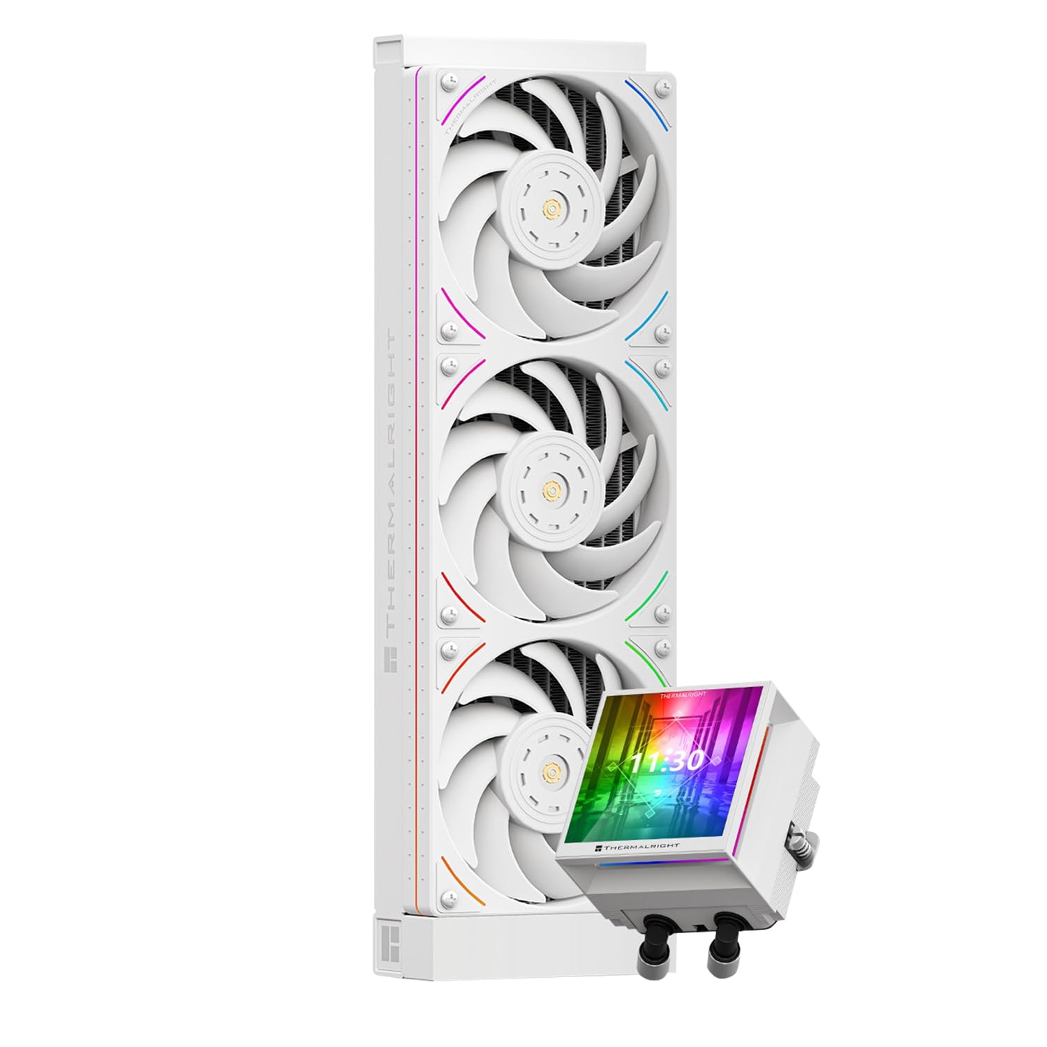TR-Thermalright Hyper Vision 360 UB ARGB Bianco Liquido Raffreddatore per CPU, Schermo LCD IPS da 3,95'' con Risoluzione 480x480 - Magnetico, Raffreddatore da 360mm, per AM4/AM5, LGA1851/1700/115x