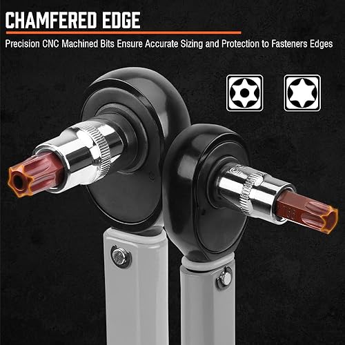 Miniatura 3 de HORUSDY Juego de llaves de vaso Torx de 34 piezas  Acero de aleación S2 de primera calidad  Estrella sólida T6  T70 y a prueba de manipulaciones T6