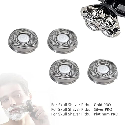 Miniatura 4 de 4 cuchillas de repuesto para cabeza de afeitadora de calavera Pitbull Silver PRO para hombres, afeitadora de pelo húmedo y seco 4