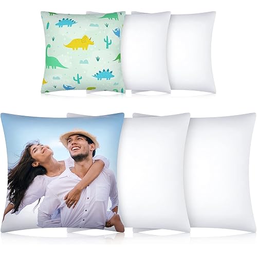 Patelai 6 Pcs Sublimation Pillow Cases Sublimation Pillow Covers White Cushion Heat Transfer Polyester Blank Cover DIY Heat Press Cases with Concealed Zipper(12 x 12 Inch, 18 x 18 Inch)