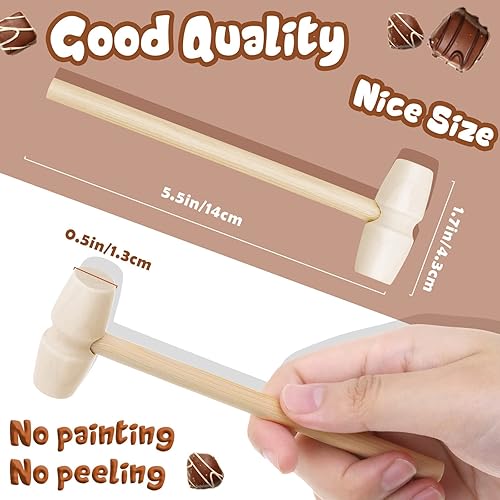 Miniatura 3 de Caffox Mini martillos de madera para chocolate, 30 mazos de madera pequeños para corazón de chocolate rompible, manualidades y accesorios de juego