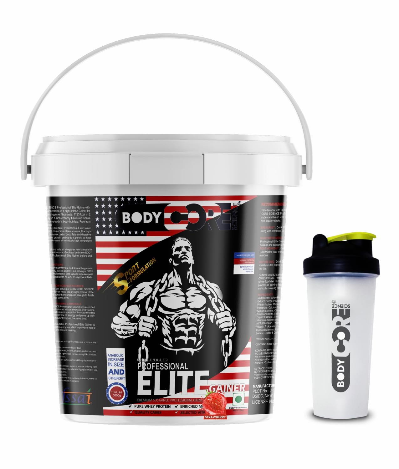 Body Core Science Professional Elite Gainer-5Kg,+Shaker