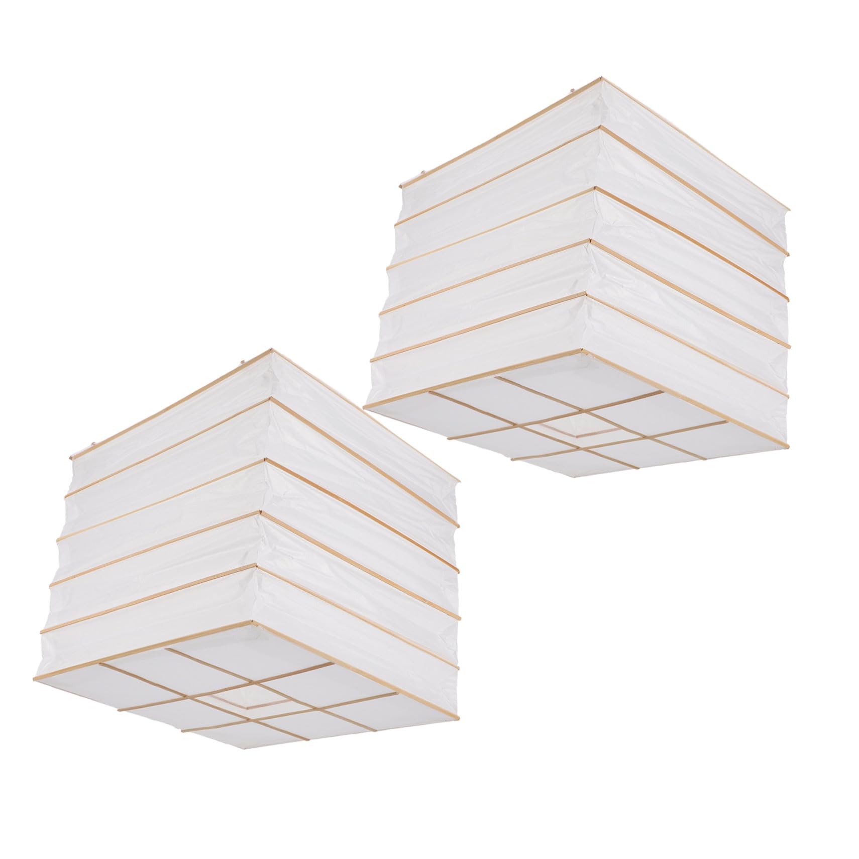 SEWACC 2pcs Paper Lamp Shade Square Hanging Paper Lampshade Replacement for Pendant and Floor Lights for Home Decor and Living Rooms