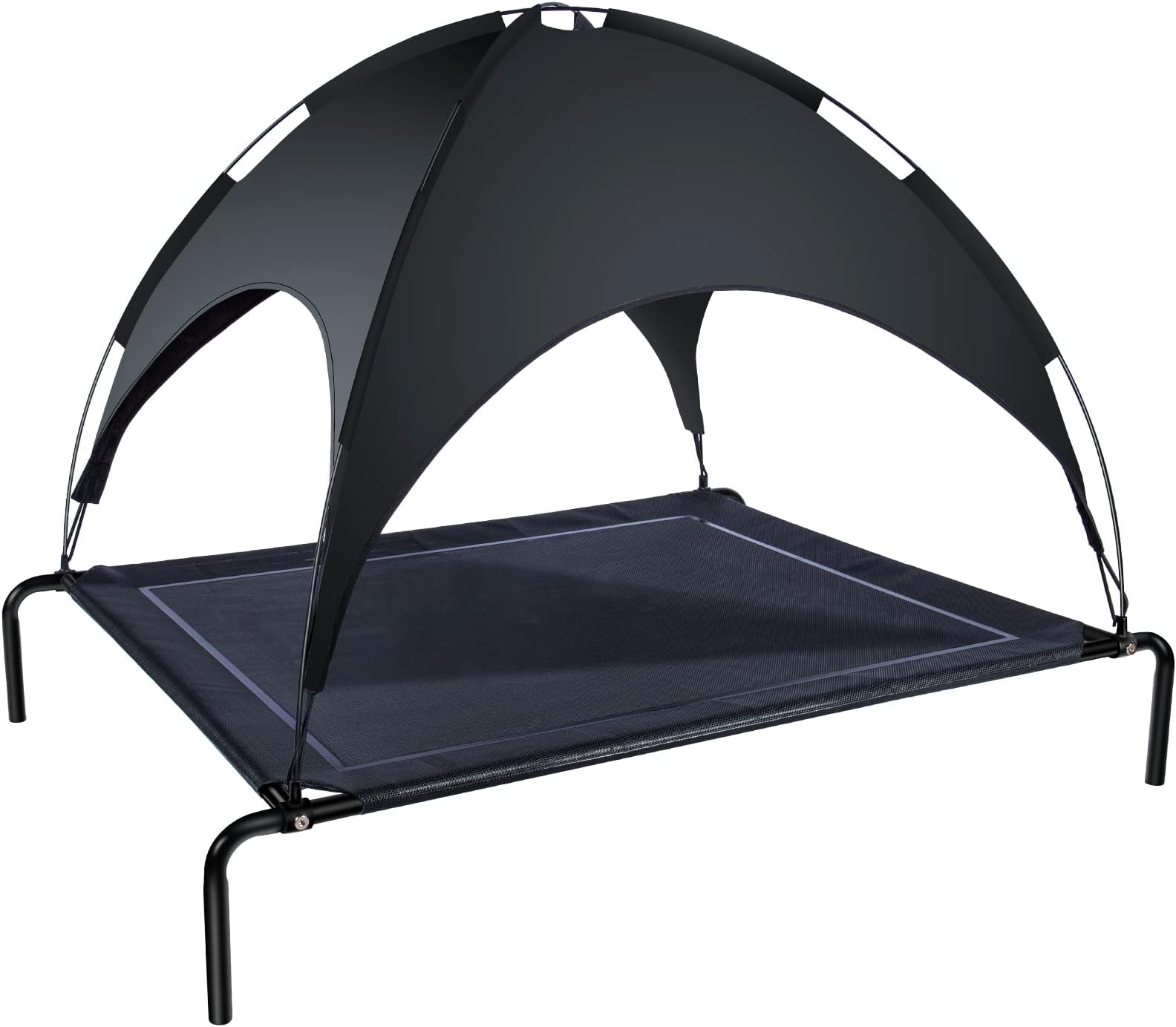 Black Elevated Dog Bed Pet Mesh Camping Cot Indoor Outdoor Tent with