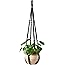 Mkono Macrame Plant Hanger Indoor Hanging Planter Basket with Wood Beads Decorative Flower Pot Holder No Tassels for Indoor O