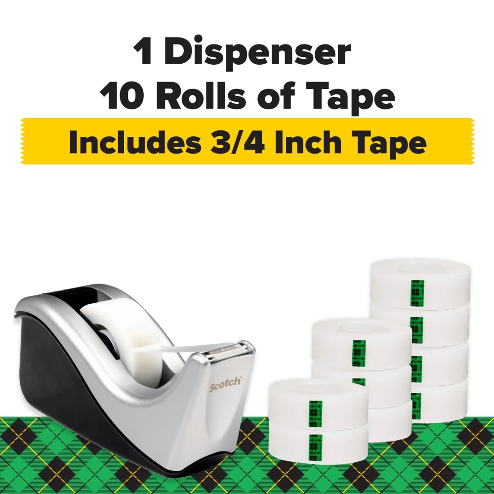 Scotch (R) Magic (TM) dispensador de cinta 810 con, C-60, 3/4in. x 1.000 en., PACK de 10 rollos de cinta