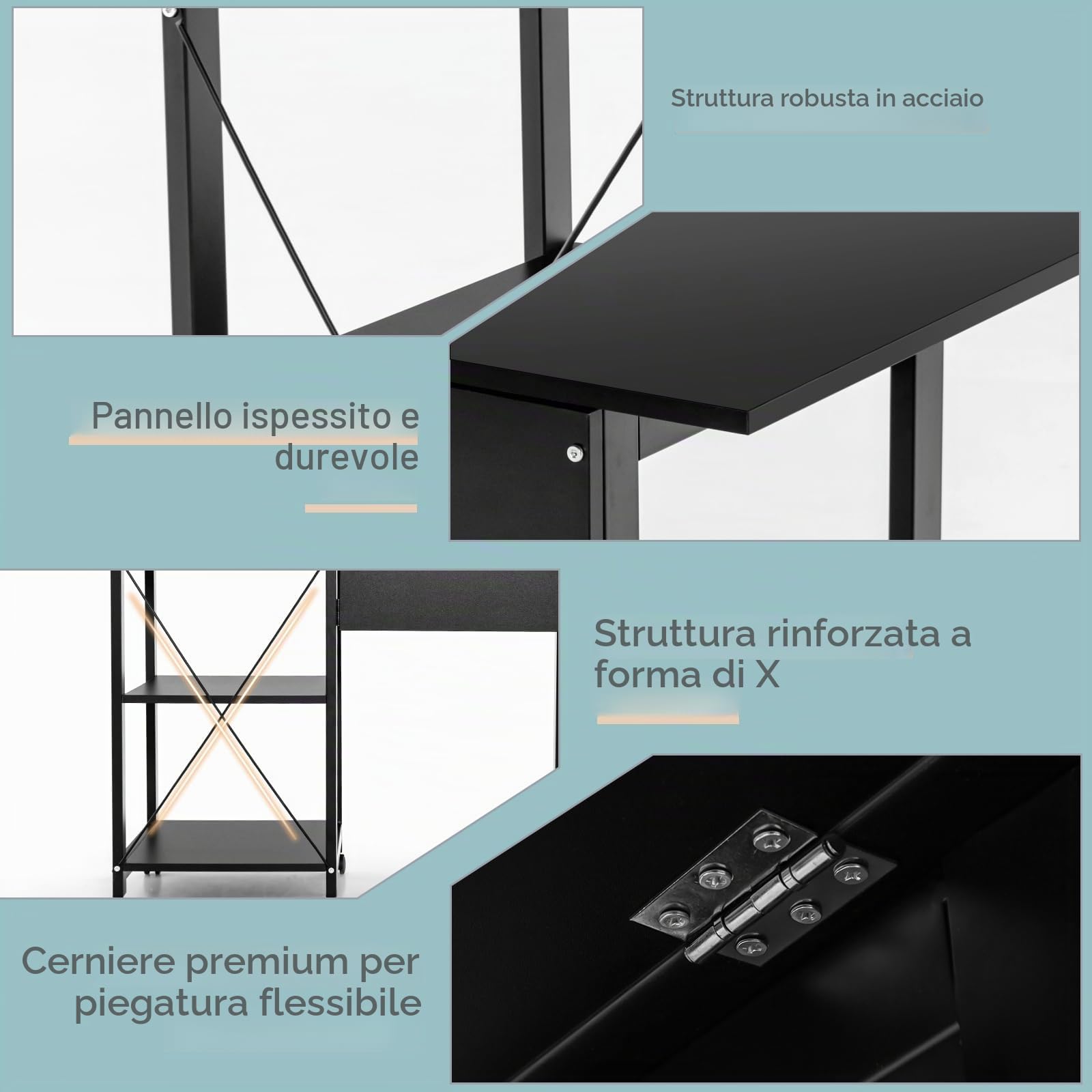 LIFEZEAL 2 in 1 Scrivania Ufficio, Piano Pieghevole, Richiudibile