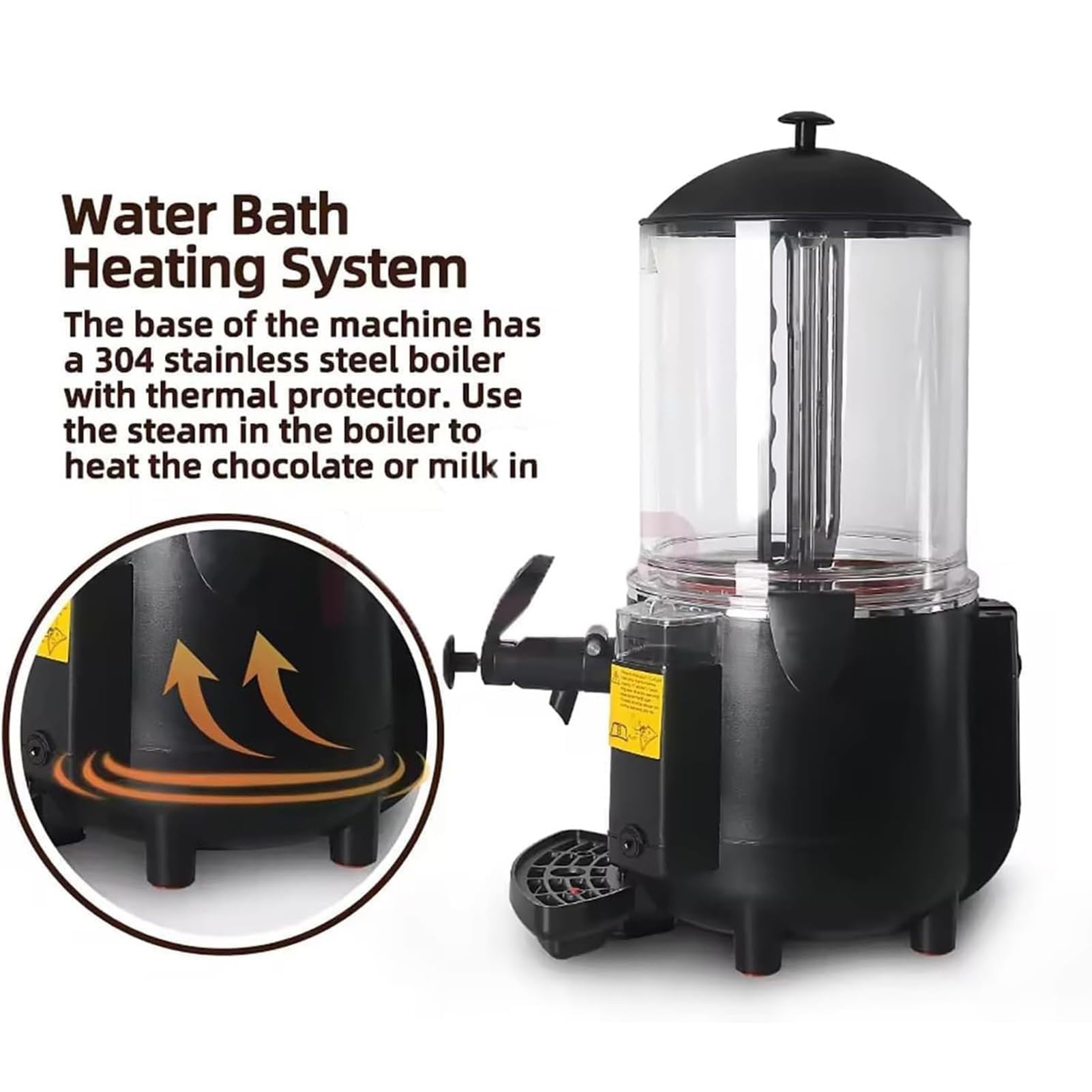Machine à chocolat chaud commerciale, distributeur de chocolat chaud 1000 W, réglage de la température de 20 à 90 ℃, machine de trempe en acier inoxydable