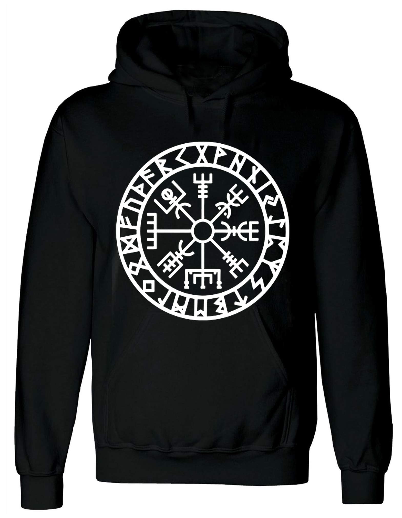 Darkwear VEGVISIR COMPASS VIKING CELTIC BLACK HOODY Norse Thor Odin Tribal Tattoo Hoodie (Black, XL)