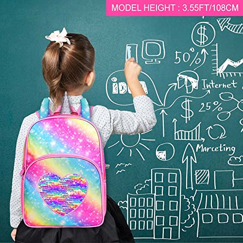 4Pcs Kids Backpacks For Girls, 14.5" Little Kid Unicorn Sequin Preschool School Bookbag And Lunch Box #TOP2