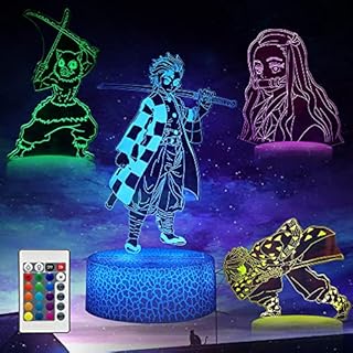 Likohee Demon Slayer 3D Anime Decor Lamp Night Light 4 Patterns and 16 Color RoomDecor Lamp with Remote Control, Birthday Christmas Gifts for Kids, Boys, Girls