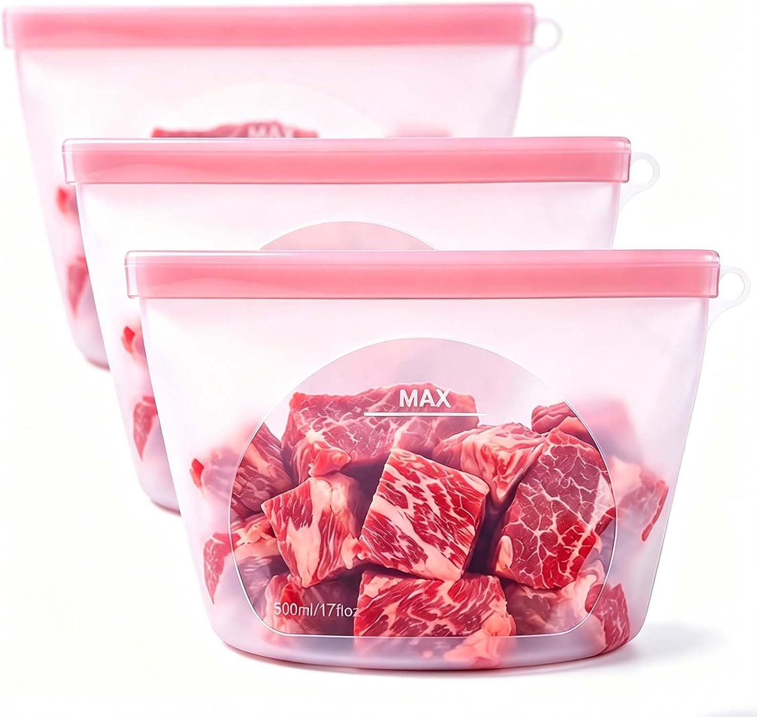Reusable Silicone Storage Bags Leakproof Double Seal