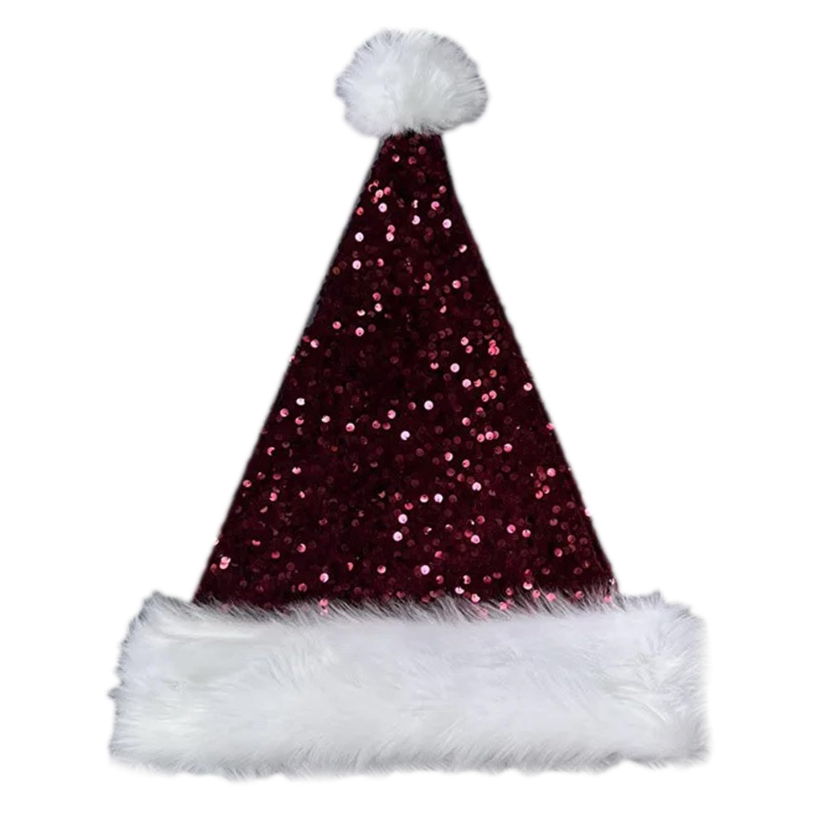 Yhplxyuus Christmas Santa Hat Sequins and White Furry Brim for Christmas Parties Dress Up Cosplay Sequins Studded Santa Hats Adult