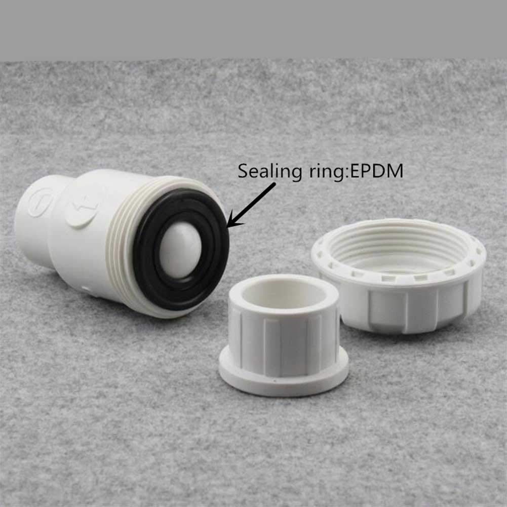 MREVTWNLE Válvulas de retención Válvula unidireccional UPVC 20 mm/25 mm/32 mm Diámetro Interior Válvula de retención Blanca Presión Abierta 0.05 mpa Válvula de retención de plástico(Inner32mm)