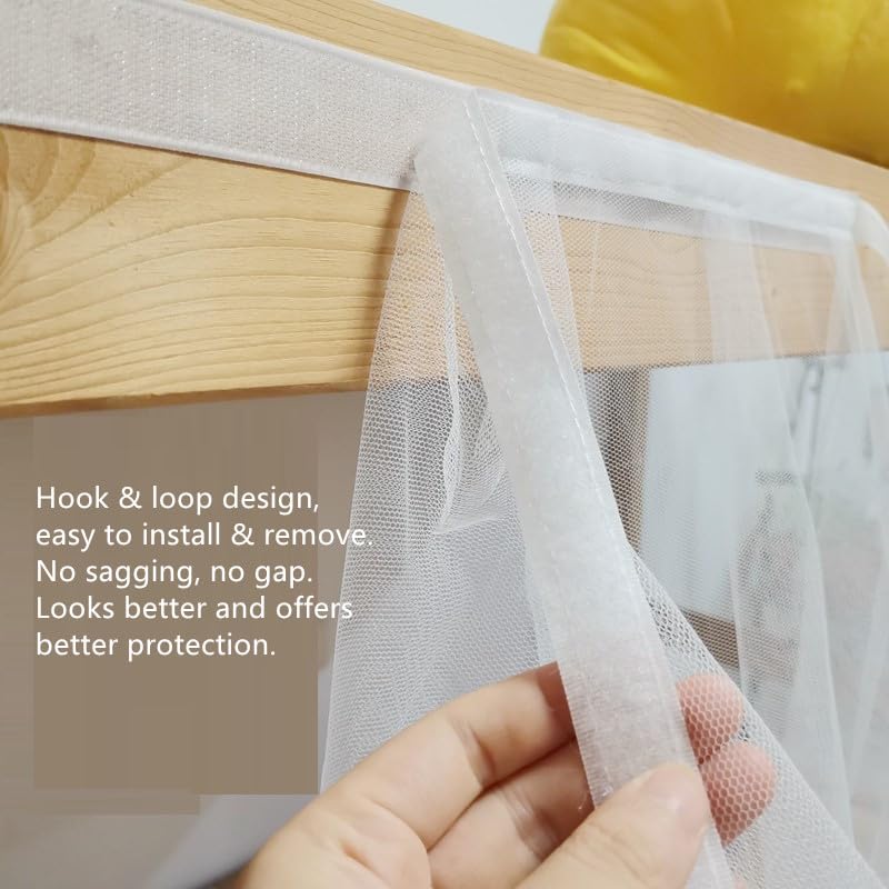 Teanea Fine Hole Stick-on Mosquito Net Canopy for Bunk Bed Twin Top Bottom
