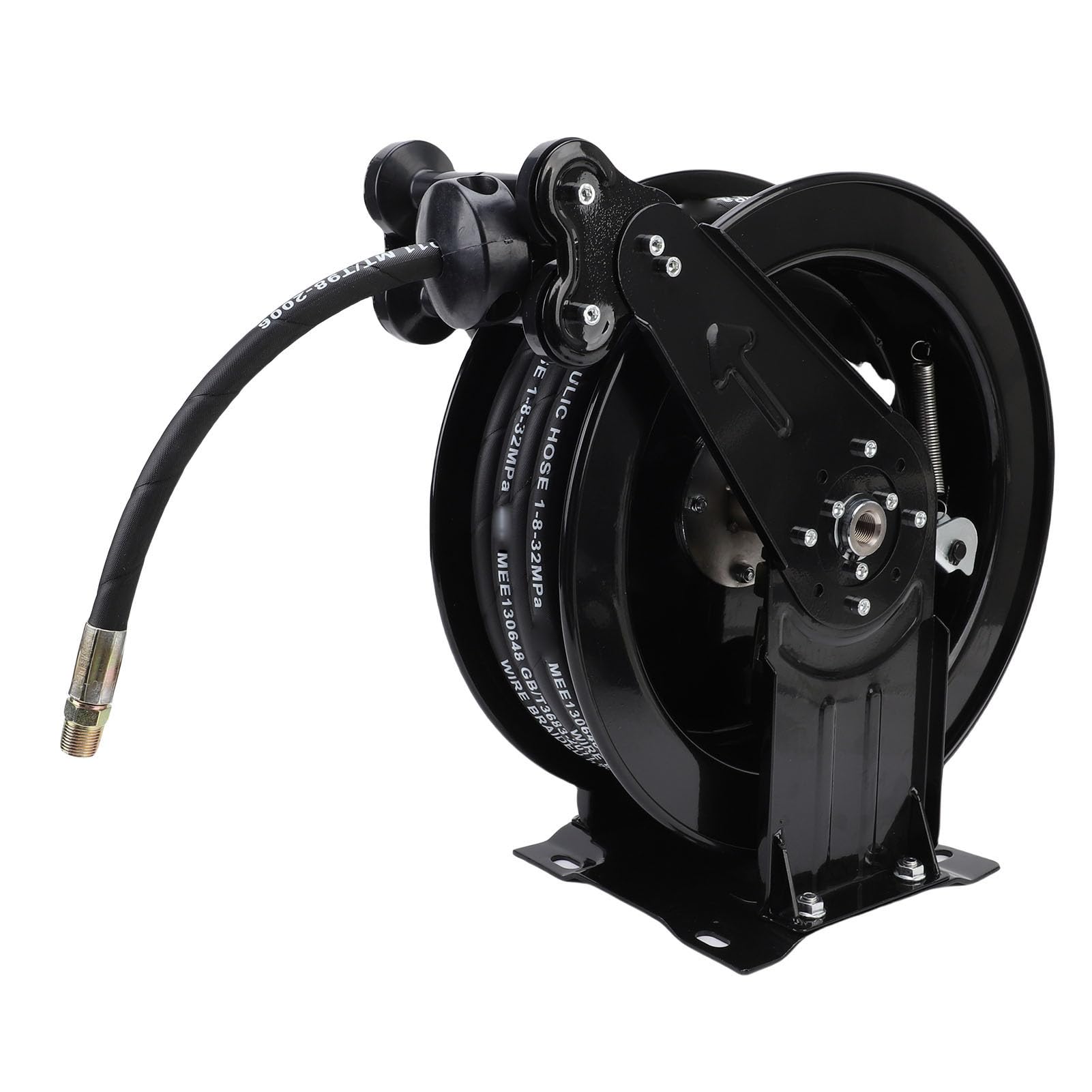 Carrete de Manguera para Lavadora de Alta Presión, Rebobinado Automático Resistente, Retráctil para Jardinería y Mantenimiento de Automóviles, Acero Al Carbono, 32,81 Pies