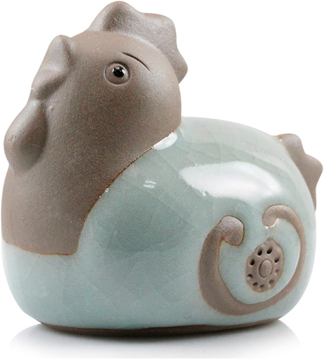 WXMYOZRChinese Zodiac Figurines,Zisha Ceramic Twelve Zodiac Animals Figures Tea Pet Mascot 2024 Feng Shui Decor Best Chinese Zodiac Gift,Rooster