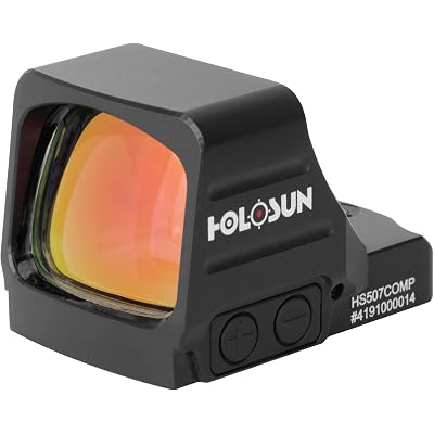 HOLOSUN 407/507COMP Series 6 MOA Dot or CRS 2 MOA Dot & 8/20/32 MOA Circle Reflex Pistol Sight with Large Objective Lens - Durable Shake-Awake Aluminum Handgun Sight (RMR Footprint)