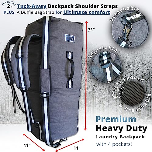 3-In-1 Laundry Backpack For College Students & Heavy Duty Laundry Bag Backpack Duffle | Easy To Carry Extra Large Laundry Bag With Straps | Hanging Laundry Hamper Backpack Laundry Bag For College Dorm #TOP1