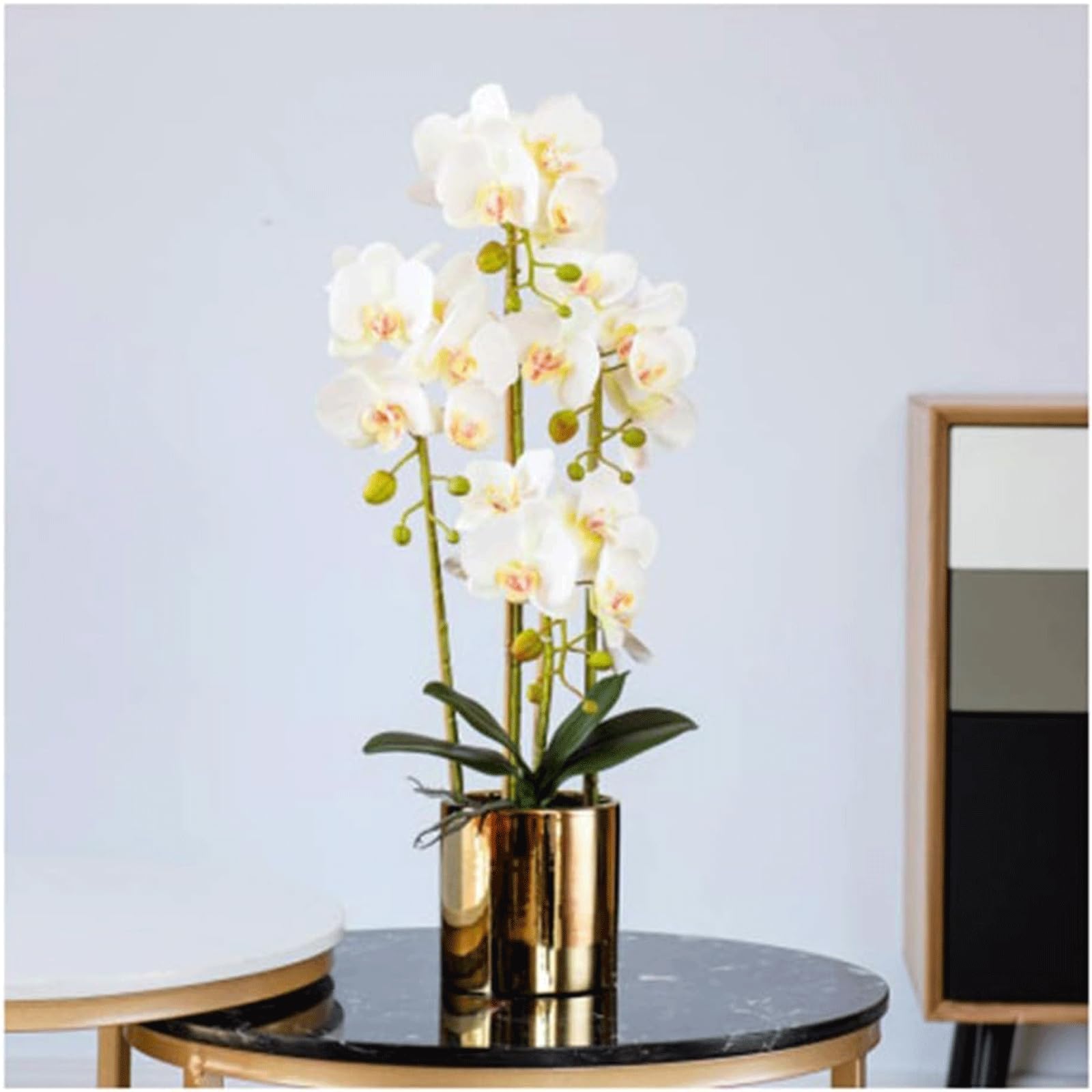 XDLEDMKIZ Fake Flowers Orchid Artificial Flowers Realistic Fake Floral Potted Plant Flower Arrangement Dining Room Office Decoration