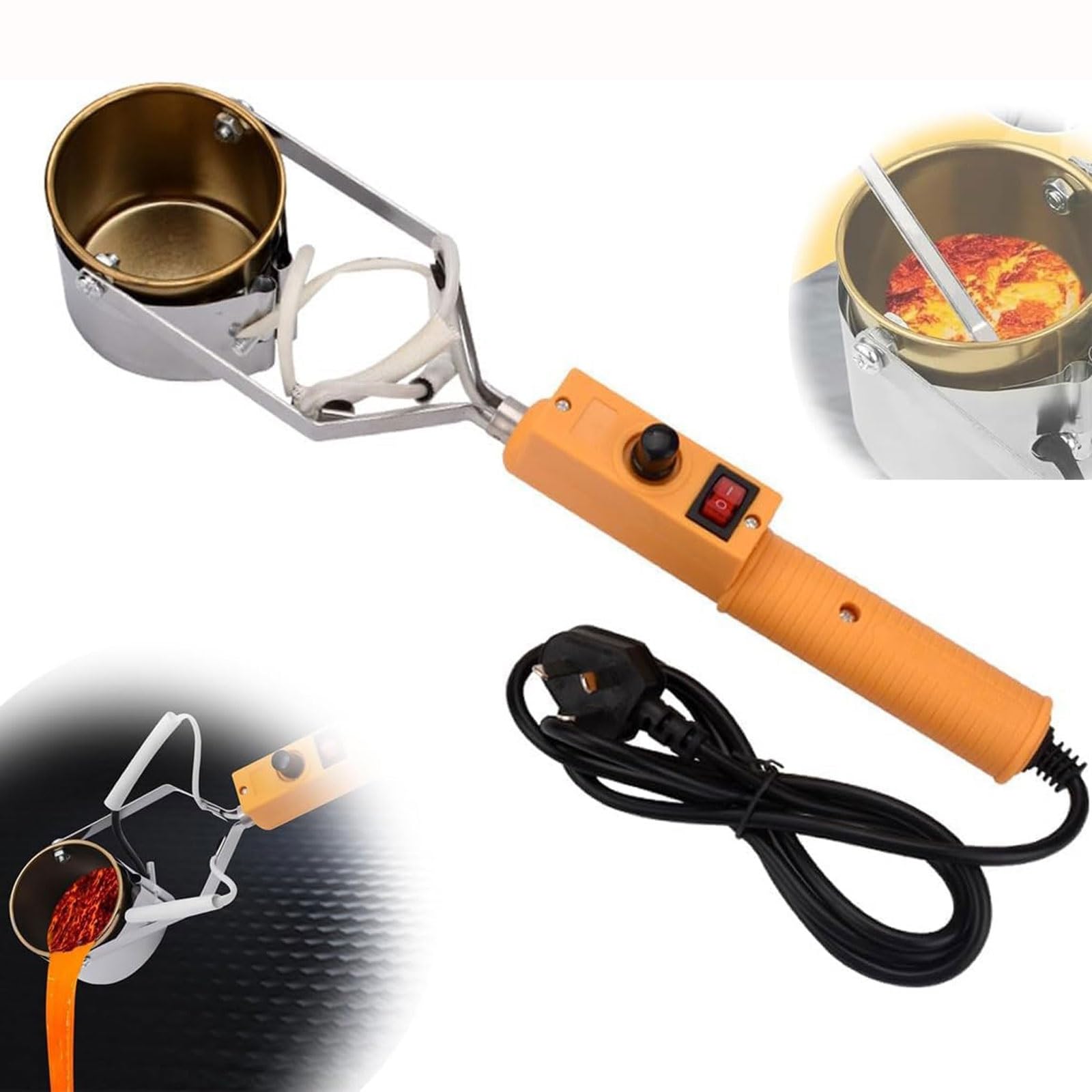 SICWEDIM Handheld Tin Lead Melting Furnace Solder Pot,280W/380W Portable Melting Furnace Soldering Crucible with Handle,Temperature Range 200-450℃,High Volume Melting Pot (380w)