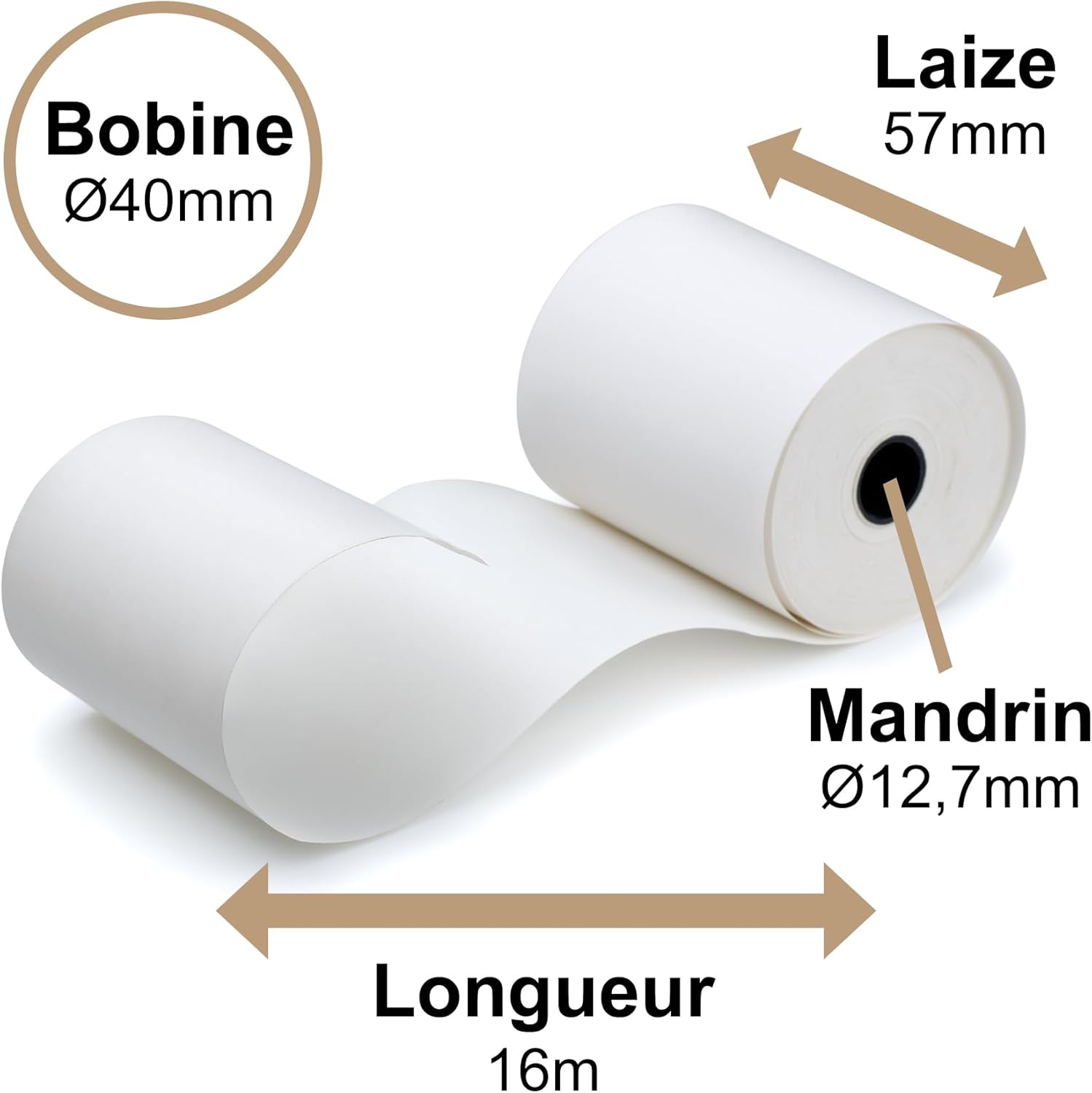 10 Thermal Credit Card Rolls CB TPE 57 x 40 x 12 mm Length 16 m BPA Free