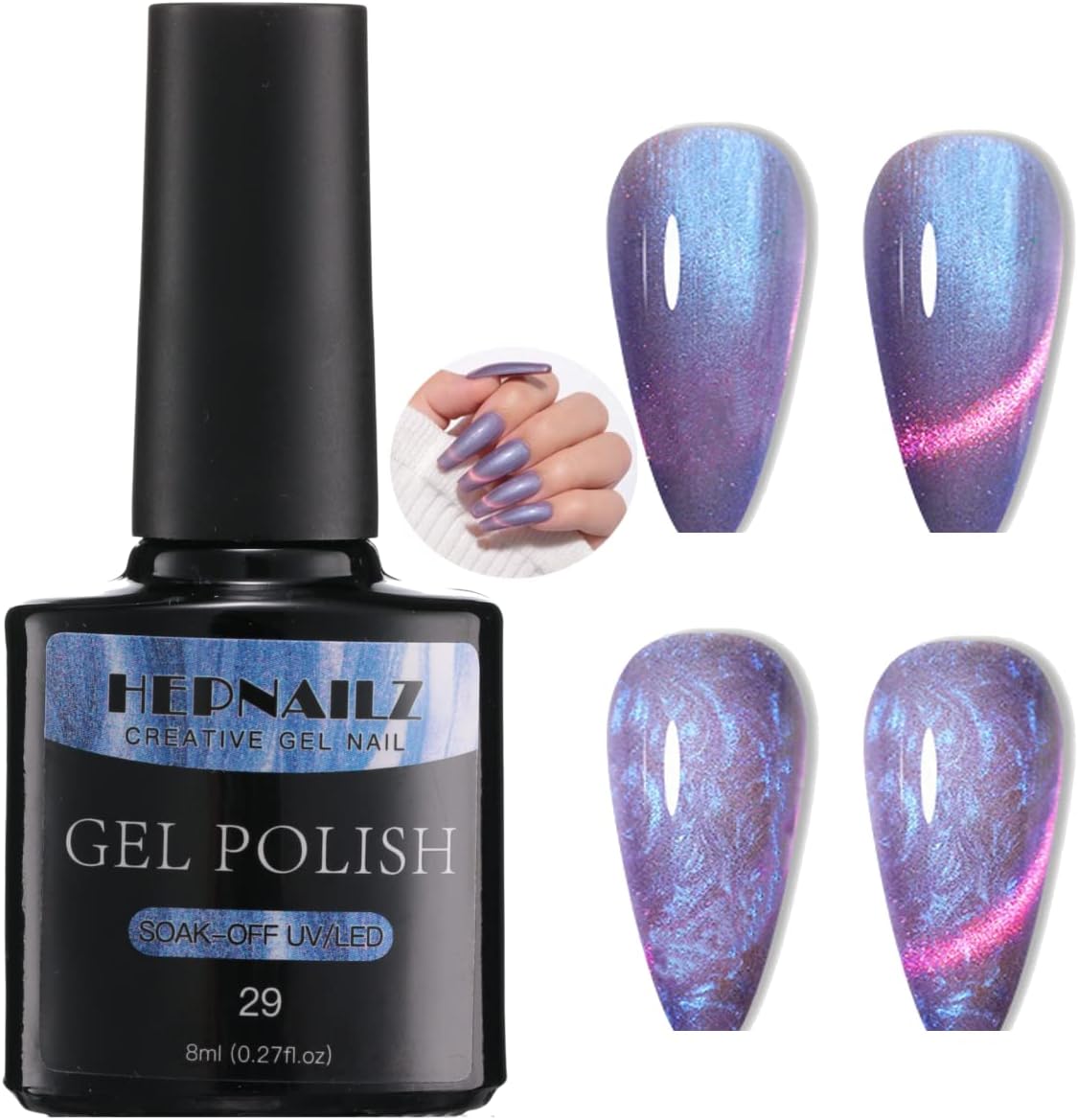 Amazon.com : HEPNAILZ Shell Thread Gel Nail Polish Cat Eye Pearl Gel ...
