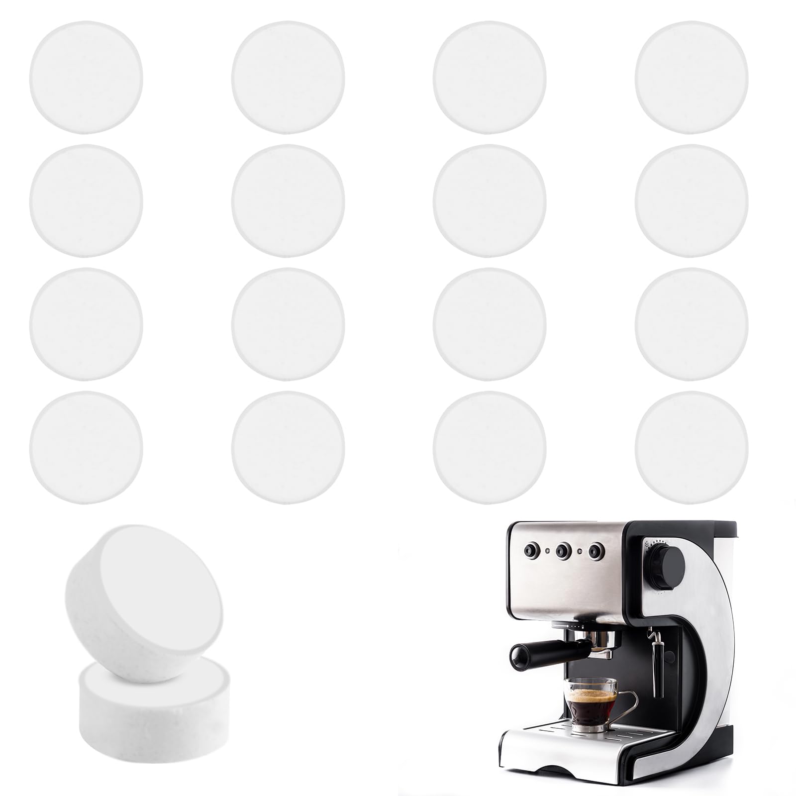 HOTUT Coffee Machine Cleaner Tablets, 18 x 2g Tablets, Coffee Machine Cleaning Tablets Used Every 250 Cups, Machine Cleaning Tablets Compatible with All Coffee Makers, Used with Descaling
