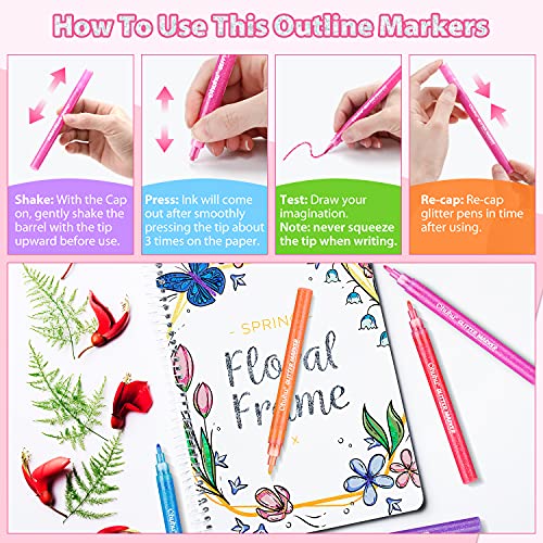 Ohuhu Y30-80600-32 Glitter Markers Pen 12 Glitter Colors Metallic Shimmer Marker Fine Point Tip Water-Based Ink thumb #5