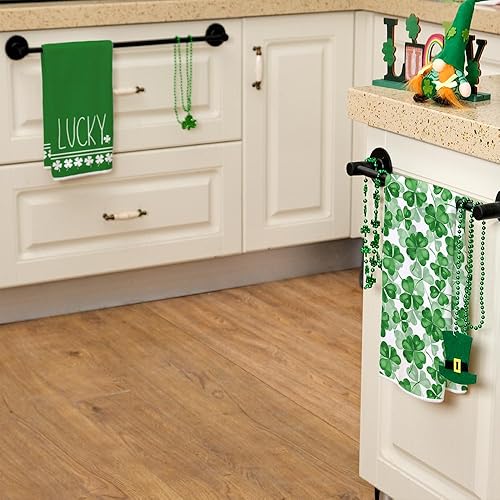 Miniatura 5 de ARKENY Juego de 2 toallas de cocina del día de San Patricio, diseño de trébol verde de la suerte del día de San Patricio, paños de cocina de secado