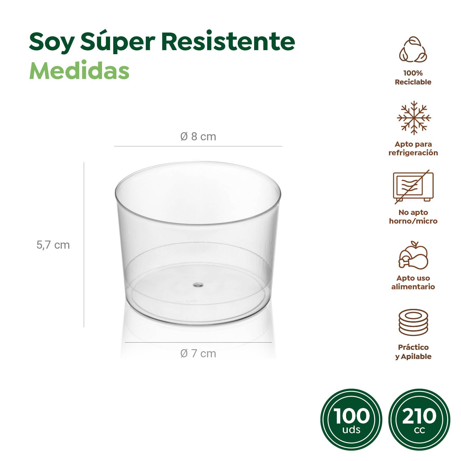 Vasos Chiquitos Reutilizables de Plástico 210cc para Postres - Reciclables para Fiestas, Eventos y Celebraciones