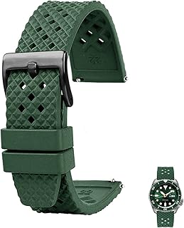 Correa de reloj de 22 mm20 mm de goma fluorescente, correa de reloj impermeable para buceo deportiva para OMega (color: verde x cierre negro, tamaño: 22 mm)