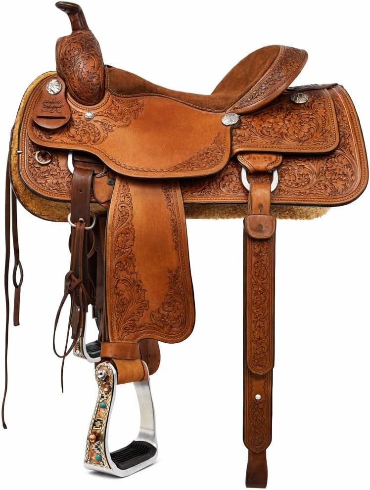 CHALLENGER Horse Western 5" Wide Turquoise Stone Aluminum Copper Barrel Stirrups 51237