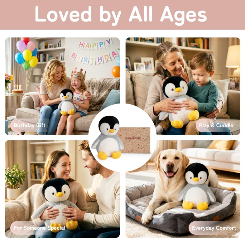 Image of Niuniu Daddy Weighted Stuffed Animals, 14 in 3.5 lbs, Penguin Sensory Plush | Heavy sensory lap pad, lying body pillow for sleeping, machine wash, huggable gift for kids and adults