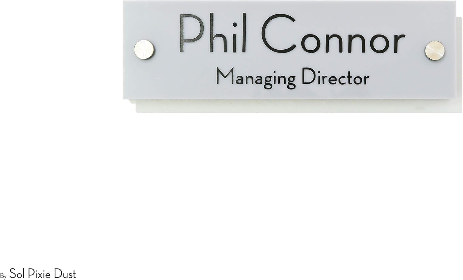 Office Door Name Plate - Gray Acrylic with Solid Wood African Teak - Wall Mounted Name Label - Business Office Door Name Sign - Style 5