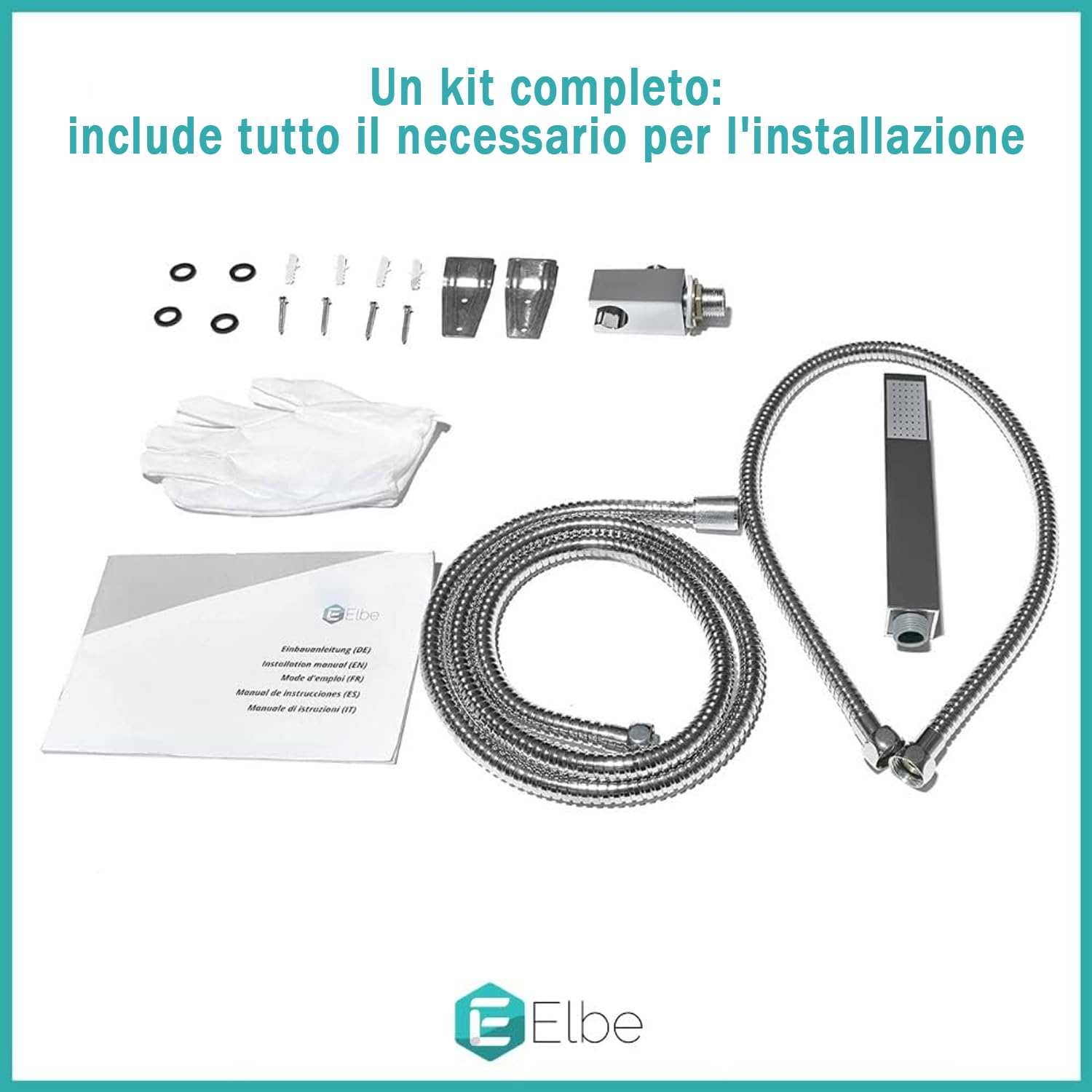 Elbe Pannello Doccia in Acciaio Inox 304 Colonna Doccia Idromassaggio Senza Miscelatore con 3 Funzioni e Doccetta, per Bagno, facile da installare